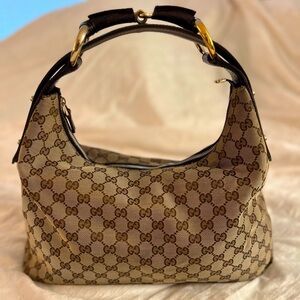 Authentic Gucci Horsebit Hobo GG Canvas Medium